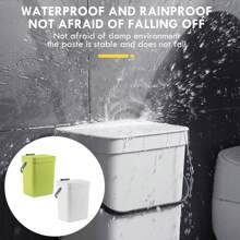 1 Pc Creative Hole - Free Wall - Mounted Small Plastic Trash Can With Lid - For Bathroom, Kitchen Cabinet Doors - Household Use - White - View 2