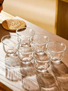 6 件/8 件/12 件，2.3 盎司玻璃茶杯 - 防刮、隔热、圆形玻璃器皿，适用于茶、清酒、浓缩咖啡 - 多用途、可用洗碗机清洗的透明杯子，表面光滑设计，重返校园