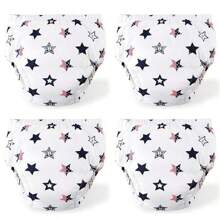 4 件幼儿如厕训练裤，可重复使用的防水训练内衣，送给幼儿和婴儿的最佳礼物，多种颜色可选（尺码偏大，适合长期穿着）