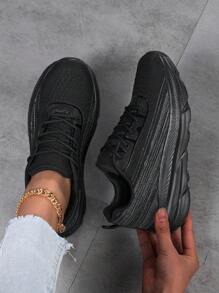 Chaussures de sport polyvalentes pour femmes, légères, à maille respirante, baskets de course décontractées pour les voyages - Noir - Voir 2