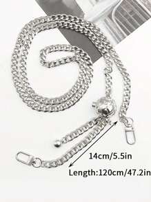 1 Bag With Shoulder Strap, Simple Style, Thin Chain, Diagonal Span, Zinc Alloy Material, DIY Accessory, Adjustable And Retractable Bag Chain, Mobile Phone Hanging Rope Chain, Bag Chain, Mobile Phone Hanging Rope Chain, Women's Shoulder Strap - Multicolor - View 3