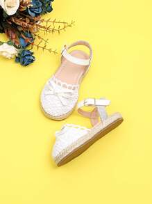 1 双柔软可爱女婴针织镂空平底凉鞋 - 白色 - 查看 5