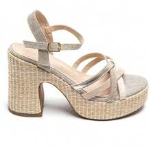 Women's High Platform Sandals With Block Heels And Ankle Strap - Khaki - View 2