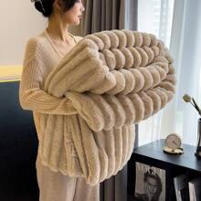 1pc Soft Fluffy Rabbit Fur Fleece Blanket, Warm Throw Blanket For Nap, Office, Sofa, Solid Color Small Blanket, Multi-Use