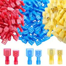 TEMINUO 40/60/100 件尼龙叉形连接器插头和插座套件，22-10 AWG，全绝缘电气端子，适用于汽车、船舶、工业、扬声器快速断开电线压接端子，红色、蓝色、黄色套装