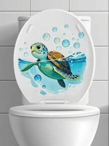 Cute Dolphin Sea Turtle Toilet Tank Sticker, Bathroom Decal Accessories, Floral Toilet Tank Decals, Home Room Decoration, Stickers, Wall Decal, Vinyl Decal For Home Decorations, Spring Decoration Items Refresh Your Home, Stickers Gifts Birthday Graduation Wall Decor Bathroom Decor Bedroom Decor Room Decoration Stuff Living Room Decor House Decor Home Decor Living Room Wall Art Wall Paper Personalised Stickers - Multicolor - View 12