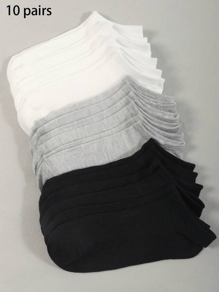 10 Pairs Kids' Summer Solid Color Breathable Mesh Sports Short Ankle Socks - Multicolor - View 1