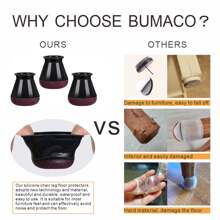 12/24PCS Round Chair Leg Floor Protectors, Thickened Felt Bottom, Anti Slip Reusable Chair Leg Covers,Furniture Sliders, Scratch Free, Noise Free, Suitable For Various Furniture Legs And Flooring(Black)