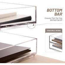 Acrylic Paper Tray Organizer For Desk, Desk Organizers And Accessories, 2 Pack Stackable Paper Organizer For Letter, Documents, Books, Magazines, Crystal-Clear File Organizer - Enlarged File Trays 2 Tier - View 4