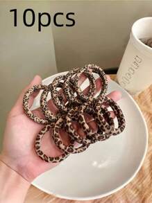 5条高弹力豹纹发圈，女士复古发绳马尾辫发饰发圈马尾辫发绳，橡皮筋，动物纹头饰 - 多色 - 查看 9