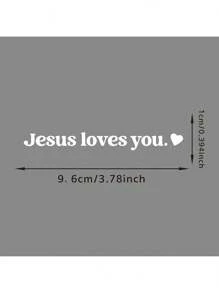 1pc "Jesus Loves You " Car Stickers, Driving Stickers,Car Rearview Mirror Stickers - White - View 2