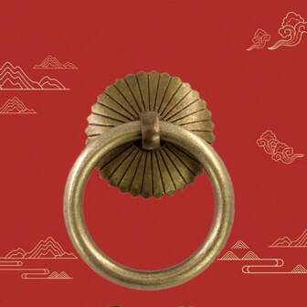 1PcAntique Bronze Brass Drawer Knob - Back Plate Drop Ring Pulls For Dresser Kitchen Cabinet Door Handles