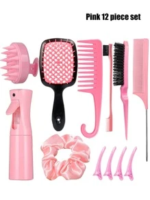 15 Piece Hair Styling Brush, 1/12/13 Piece Hair Combs, Pointed Tail Combs, Rat Tail Combs, Edge Brushes, Hair Brushes, High-Pressure Spray, Hairpins, Hair Rings, Wide Tooth Combs, Bath Caps, Hair Braiders, Suitable For All Kinds Of Hair Styles