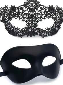 1 Pc Women's Sexy Lingerie Accessories, Halloween Lace Mask Funny Eye Mask, Sexy Party Masquerade Mask For Couples Date, Music Festival, Ball Party - Black - View 7