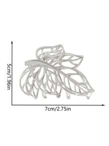1 pièce Pince à cheveux en métal creuse en forme de feuille, taille moyenne, pince occipitale, fixation forte, polyvalente, pince à cheveux, mâchoire à cheveux, pince à cheveux, attache à cheveux, clip de cheveux