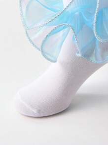 1 Pair Girls' Lace Frilly Dance Princess Formal Party Dress Socks - Blue - View 3