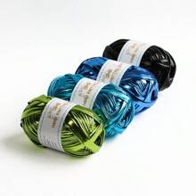 Bộ 4 sợi (100g*4) 100% Polyester Sợi vải thun nhiều màu ánh kim, thích hợp cho chỉ đan DIY, chăn thủ công, thảm móc, trang trí nhà cửa - 0615 - Xem 7