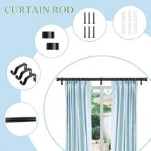 Carbon Steel Extendable Curtain Rod Pole With End Finials -1.2m-2.1m/1.6m-3m Full Stop - Black - View 9