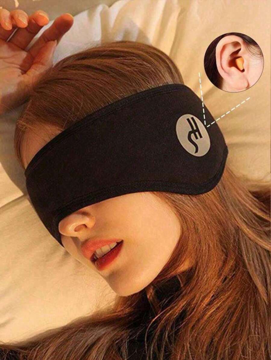 1 Piece Adjustable Hook & Loop Closure Eye Mask With 1 Piece Earplugs, Sleep Mask Blocks Out Noise Without Putting Pressure On Your Ears, Suitable For Sleeping, Napping, And Year-Round Night Use. - Multicolor - View 1