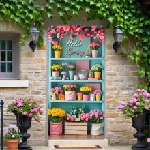 1pc "Hello Spring" Floral Doorway Banner - 70x35 Inch Vibrant Polyester, Easter And Spring Decor, With Colorful Floral Shop Background, Durable And Bright, Suitable For Porch, Garden, Seasonal Home Wall Photo Booth Outdoor Hanging Decor, Sunflower Decor