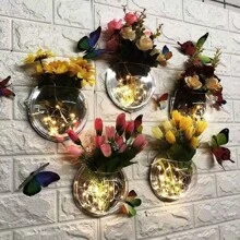 Acvariu de perete transparent de înaltă calitate/Vază montată pe perete/Vază hidroponică montată pe perete/Suport de afișare montat pe perete, Coș suspendat [Mai multe dimensiuni disponibile + Cadou gratuit pentru amenajarea peisagistică a acvariului], Decor pentru evenimente de sărbători, Articole creative multifuncționale, Educaționale pentru copii, Poate fi montat pe perete în dormitor/curte exterioară/birou/hol, Fabricat din materiale noi premium