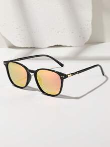 New Summer Beach Travel Vacation Couple Fashion Glasses, Colorful Round Lenses, Black Fashion Glasses For Women, Suitable For Driving, Fishing, Street Style, Parties, Family Outings Accessories For Summer Beach Vacation,Outdoor,Travel