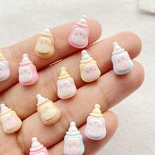 10/30/50 sztuk Miniaturowe dekoracje na butelki mleka, kolorowe żywiczne płaskie dno kryształowe małe figurki, motywy kreskówkowego jedzenia, odpowiednie do scrapbookingu, zdobienia paznokci, tworzenia biżuterii i rzemiosła świątecznego - losowa mieszanka - Wielokolorowe - Zobacz 8