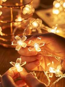 1条1.5/3/6米室内樱花串灯，卧室花卉仙女灯，电池供电串灯，适用于家居、卧室、花园、婚礼派对装饰、情人节装饰灯 - 櫻花 - 查看 3