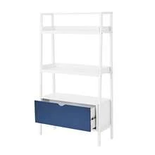 White Ladder Bookcase With A Handy Drawer - Blue - View 3