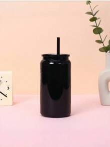 1 Stück neue 16oz Edelstahl Vakuumisolierter Becher, bunter Strohhalm Becher, tragbare Wasserflasche für Zuhause, Auto, Outdoor-Gebrauch