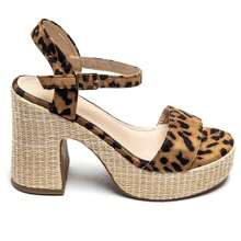 Sandalias de plataforma con tacón alto grueso y estampado de leopardo con correa de tobillo - estampado de leopardo - Ver 2