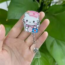 Sanrio (Autorizzato) Fermaglio per badge acrilico PMMA con micro sigilli di personaggi Sanrio dottore, infermiera, insegnante: adatto per i miei amati e divertenti personaggi Romika, regolabile