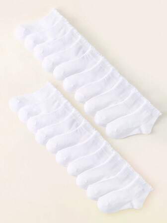 10/20 双白色蕾丝边袜子，经典简约百搭，透气舒适柔软亲肤时尚短袜，适合儿童日常生活或学生运动会/返校装