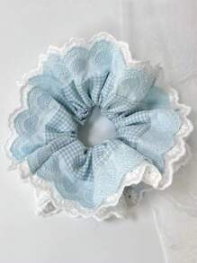 Nuevo coletero de 4 capas con volantes y estampado de cuadros en forma de corazón, sujetador de moño estilo bailarina dulce, accesorios para el cabello, coleteros