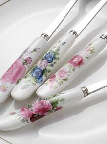 6/12 Creative Stainless Steel Forks With Ceramic Handles, Cute Small Forks With Unique Floral Patterns, Dessert And Fruit Forks, Fork Cutlery Set, Suitable For Home Kitchens, Restaurants, Afternoon Tea,School Supplies - Multicolor - View 7