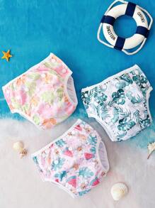 Set de 3 pañales de natación para bebés de secado rápido con malla interior lavable, pantalones de pañal de natación de verano