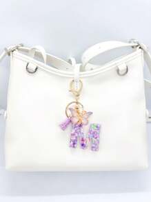 Boho 1pc Women's Pink Heart Shape & Glittering Sequin Detail 'L' Letter Keychain With Tassel & Butterfly Pendant, A Great Gift For Couples, Mothers, Relatives, Students And Friends As A Bag Charm Or Keychain Valentine's Day Valentines