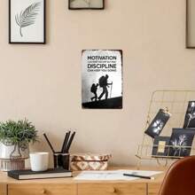 1PC Motivational Metal Sign, Hiker Illustration, Motivation And Discipline, Inspirational Quote, Sturdy Metal, Perfect For Office Or Living Room Décor, 8x12 Inches/20x30 Cm - Multicolor - View 6