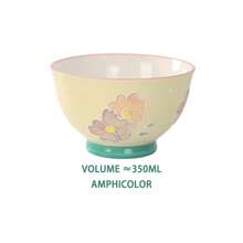 手绘浮雕陶瓷大容量饭碗，精美家用餐碗，可爱食物/沙拉碗 - 彩色 - 查看 8