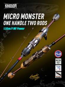 Kingdom MicroMonster Trout Rod 1.55m 4 Section Casting Spinning Guide UL Light Travel Rod Stream Ejection Fishing Lure Rod - Brown - View 1