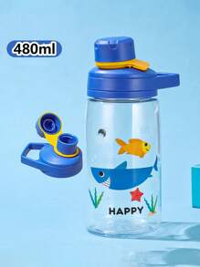 1pc480ml Children's Direct Drink Sports Water Cup Cartoon PC Material Water Cup Summer Outdoor Large Capacity Student Handy Cup, Suitable For Children To Use The Water Cup