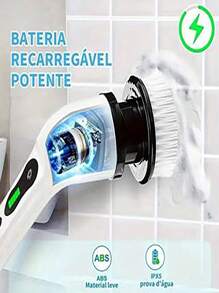 Escova De Limpeza Ajustável Janela Banheiro e Cozinha Ferramenta 9 em 1 Recarregável - Branco - Visão 3