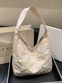 Personalized Customized Tote Bag, Star Pattern Single Room Armpit Bag, Portable Casual Storage Tote Bag, Fashionable Nylon Shoulder Bag, Lightweight Travel Tote Bag, Bridesmaid Bridal Party Girl Travel Gift, Suitable For Daily Use - A - View 7