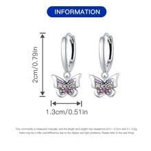 MISEFF 1 Pair S925 Sterling Silver Earrings Colorful Butterfly Earrings For Girl Women Exquisite Leisure Earrings Fine Jewelry Gift Birthday Present