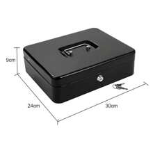 Piorlado Money Box With Key -Money Tin With Lock - Small Lockable Cash Box With Coin Tray For Petty Cash Coins Notes - Locking Metal Box With 2 Keys - Black - Black - View 2