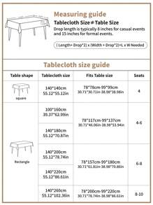 1pc Rectangular Waterproof Tablecloth, Multiple Sizes Available, Suitable For Kitchen, Dining Room, Wedding, Party Table Decoration