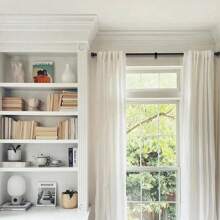 Carbon Steel Extendable Curtain Rod Pole With End Finials -1.2m-2.1m/1.6m-3m Full Stop - Black - View 7