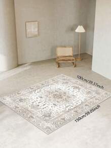 高端神秘艺术波西米亚复古欧式东方全幅复古印花升级面料和材料精致细致的复古花卉图案怀旧水晶天鹅绒地毯，适用于卧室、客厅、衣柜、托儿所、多功能房间、休闲家居装饰、房间装饰，异国情调元素地毯，易于清洁和维护家庭使用 - 灰色 - 查看 17