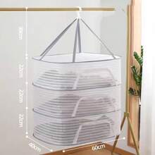 1 pieza Tendedero plegable para uso al aire libre, deshidratador de alimentos multiusos de poliéster con tapa, jaula de malla colgante portátil para pescado, verduras, sin necesidad de electricidad, seguro para el contacto con alimentos - Multicolor - Ver 13