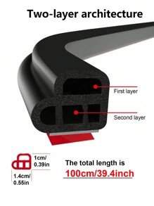 Car Door Soundproofing Strips, Engine Bay Sealing Strips - Black - View 4